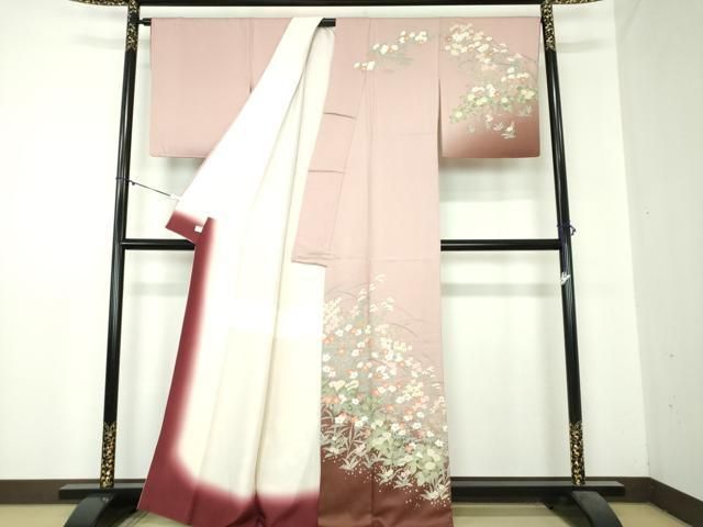 平和屋着物 訪問着 草花文 暈し染め 金彩 鈴乃屋扱い 正絹 ps