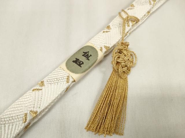 平和屋着物●和装小物　帯締め・帯揚げセット　中国三大刺繍 汕頭刺繍　礼装用　雪輪花文　組紐　金糸　亀房付　逸品　未使用　DAAV8034zzz 平和屋着物○和装小物 帯締め・帯揚げセット 中国三大刺繍 汕頭刺繍 礼装