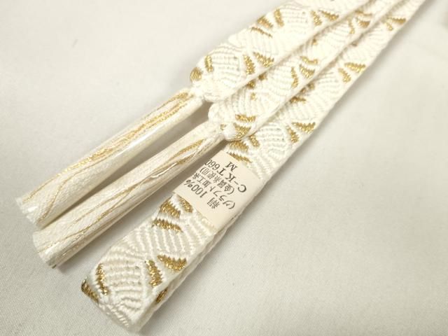 平和屋着物●和装小物　帯締め・帯揚げセット　礼装用　草花文　組紐　金糸　亀房付き　逸品　未使用　DAAV8234zzz 平和屋着物○和装小物 帯締め・帯揚げセット 礼装用 草花文 組紐 金糸