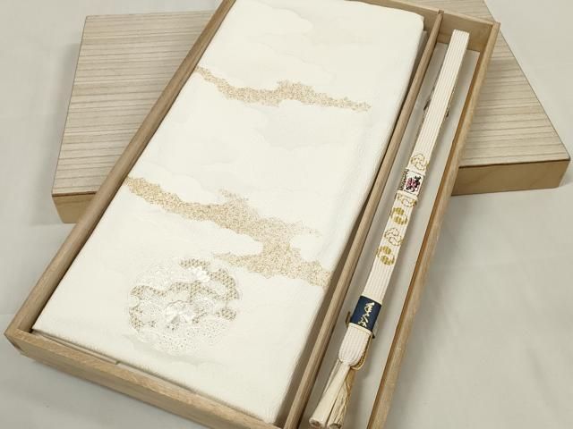 平和屋着物●和装小物　帯締め・帯揚げセット　礼装用　中国三大刺繍 汕頭刺繍　雪輪菊文　手組　高麗組　金糸　逸品　未使用　DAAV8235zzz 平和屋着物○和装小物 帯締め・帯揚げセット 礼装用 中国三大刺繍 汕頭