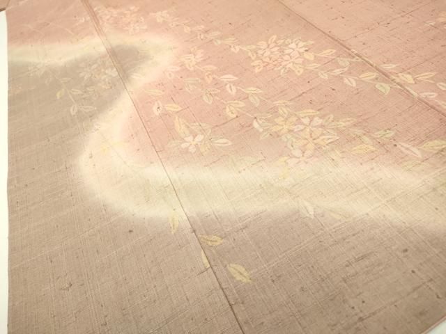 平和屋着物○訪問着 生紬 枝垂れ桜 ロング丈 正絹 逸品 DAAX9945fe