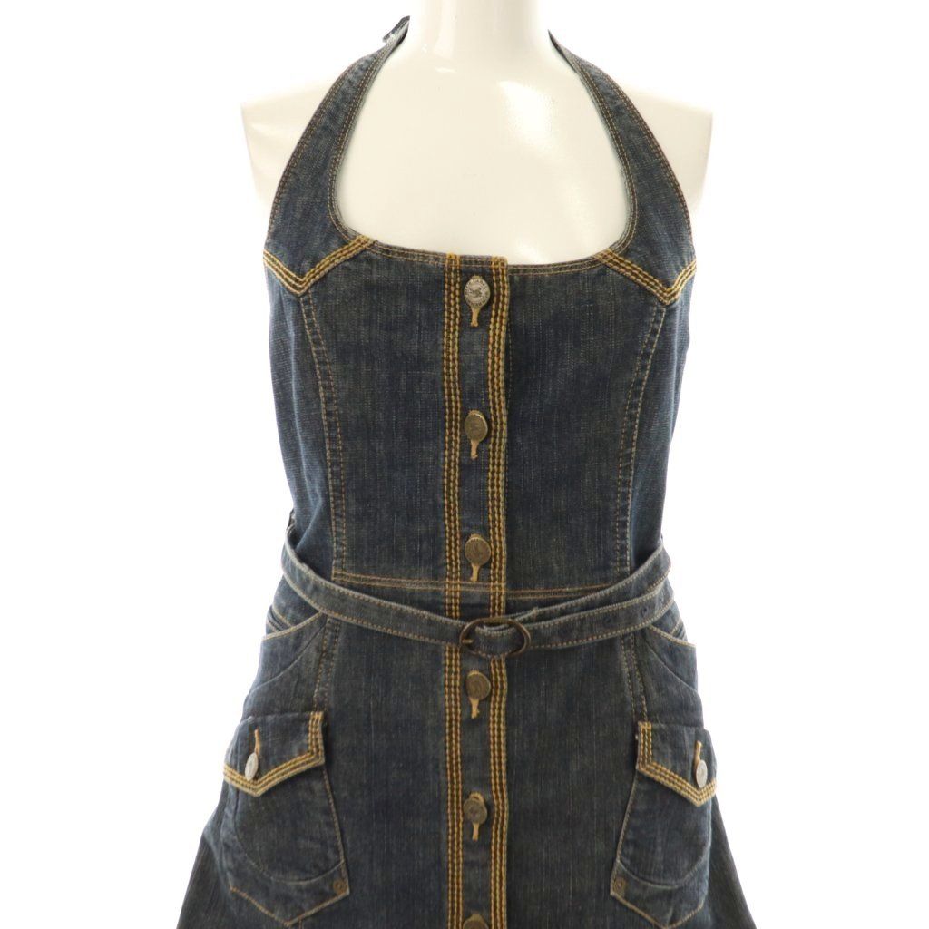 バーバリーブルーレーベル　デニムホルターネックワンピース　36 バーバリーブルーレーベル BURBERRY BLUE LABEL デニム ホルターネック