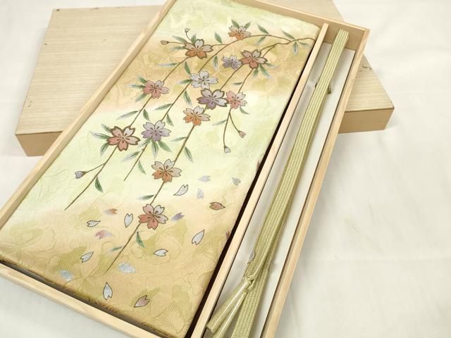 平和屋着物●和装小物　帯締め・帯揚げセット　枝花文　高麗組　手づくり　金糸　逸品　未使用　DAAU7967zzz 平和屋着物○和装小物 帯締め・帯揚げセット 枝花文 高麗組 手づくり