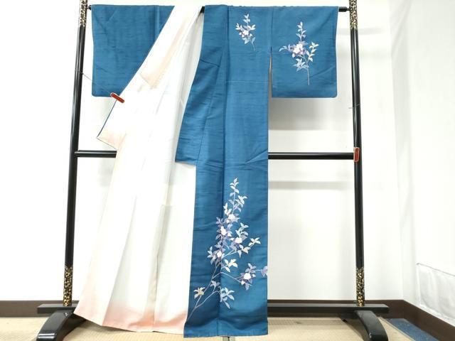 平和屋着物○訪問着 白山紬 友禅 枝花文 正絹 逸品 CAAZ3511yc 平和
