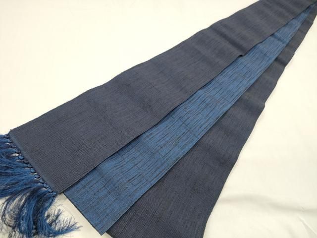 平和屋着物○男性 両面 角帯 鉄紺色 紺瑠璃色 正絹 逸品 DAAZ4148cm