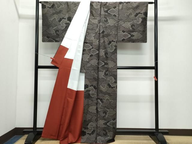 平和屋着物○本場大島紬 雲重ね吉祥文 正絹 逸品 未使用 CAAZ8369vf