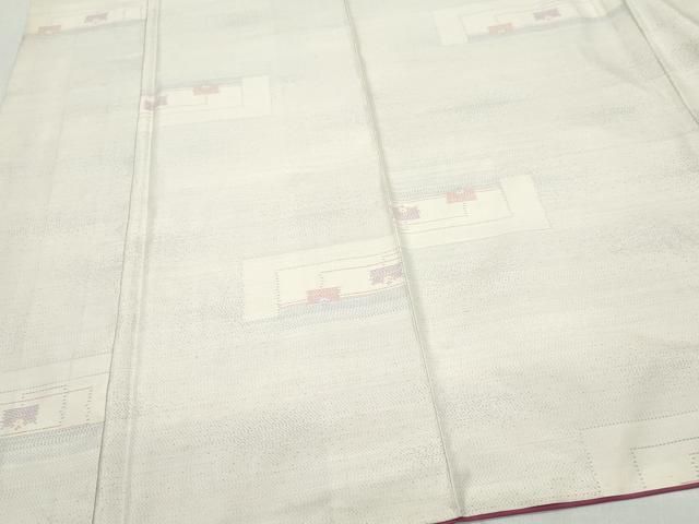 平和屋着物○本場大島紬 アンサンブル 白大島 幾何学文様 大山謹製