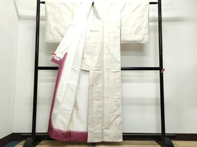 平和屋着物○本場大島紬 アンサンブル 白大島 幾何学文様 大山謹製