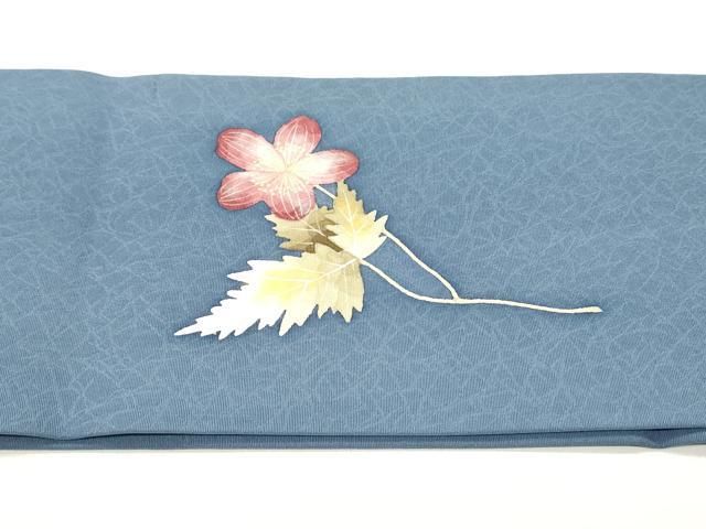 平和屋着物○華道家 楠目ちづ つけ帯 手描き 草花文 銀糸 正絹 逸品 未