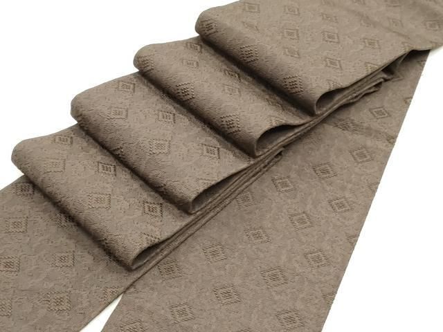 平和屋着物○男性 本場筑前博多織 角帯 献上 赤墨色 正絹 逸品