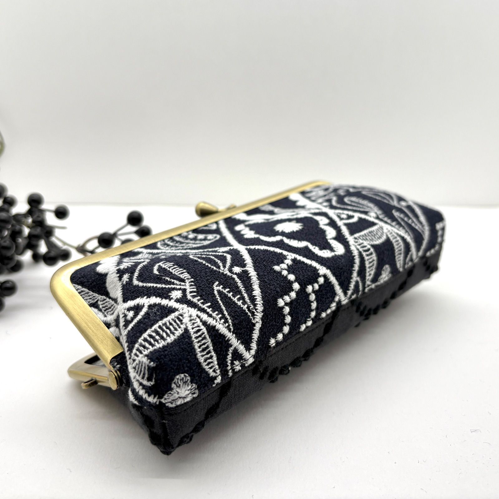 ハンドメイド ミナペルホネン がま口メガネケース symphonyと