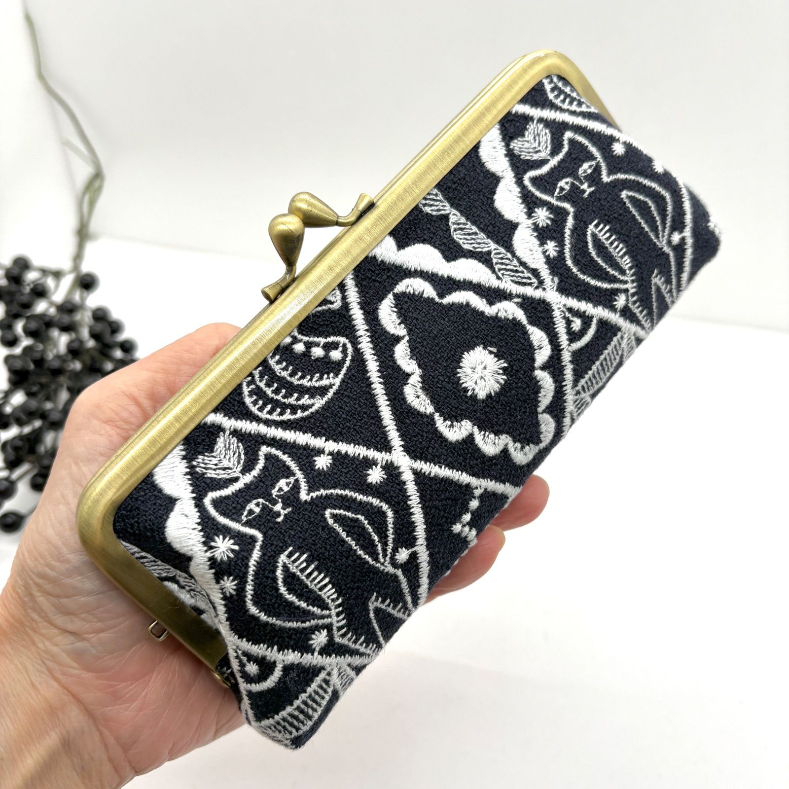 ハンドメイド ミナペルホネン がま口メガネケース symphonyと