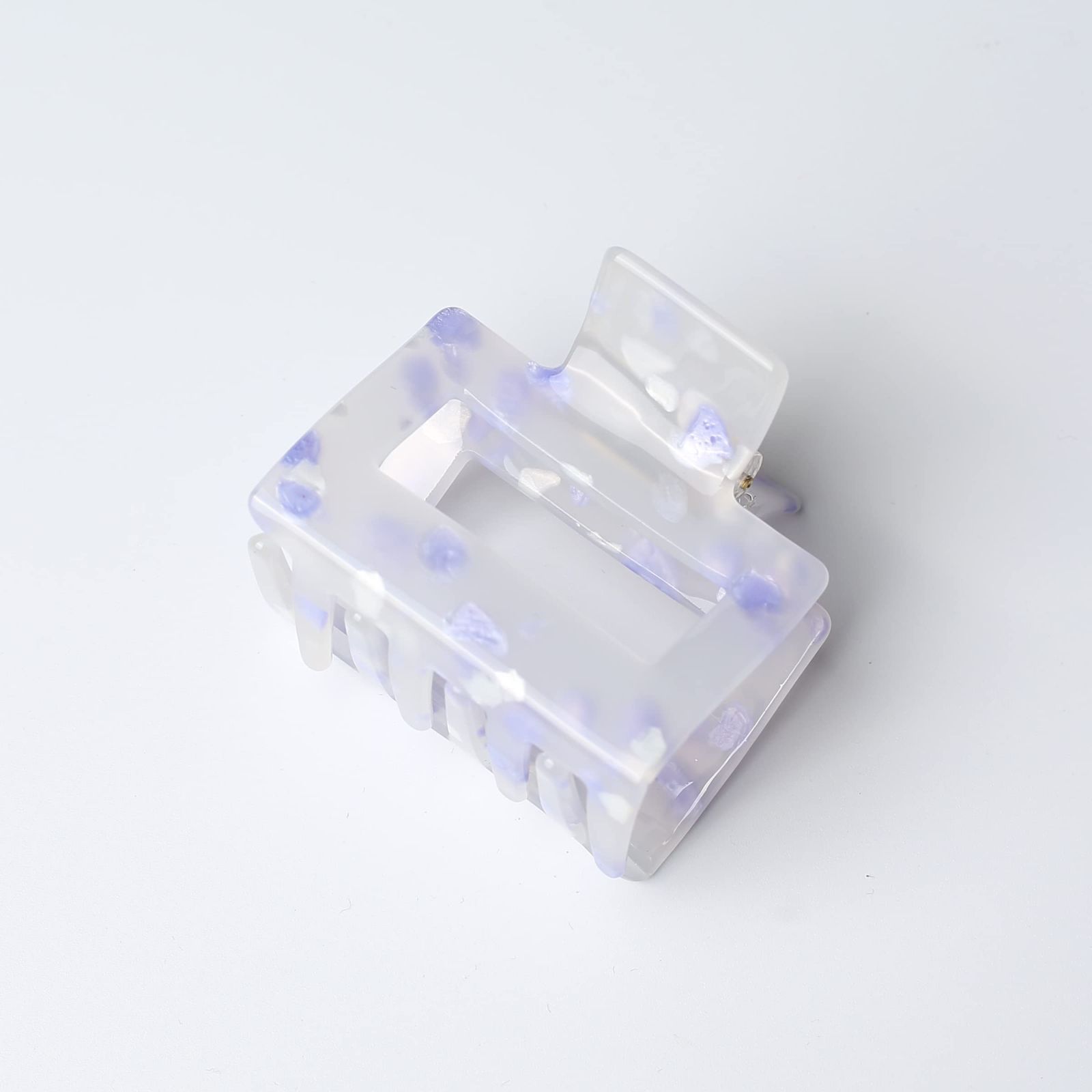 Purple 1本 5.2 4.5 cm 韓国 レディース おしゃれ 可い ヘア 大人 ヘアクリップ スクエア バンスクリップ しっかりとまる パープル 小さい QinGoo