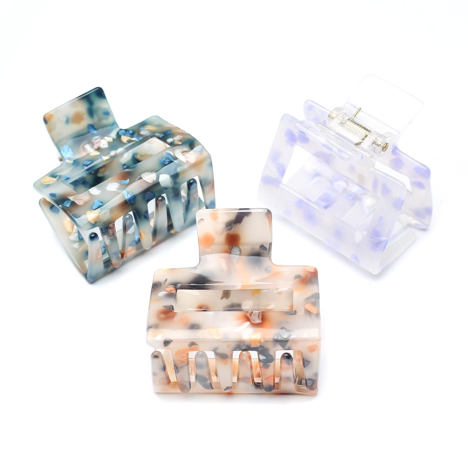 Purple 1本 5 2 4 cm 韓国 レディース おしゃれ 可い ヘア 大人 ヘアクリップ スクエア バンスクリップ しっかりとまる パープル 小さい QinGoo