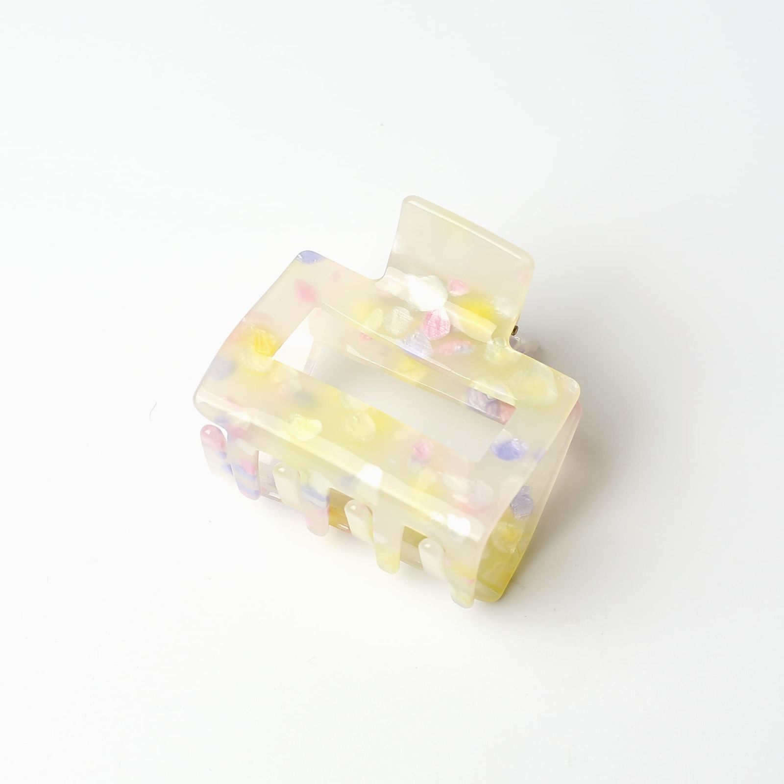 スクエア バンスクリップ ヘアクリップ 大人 しっかりとまる ヘア 可い イエロー おしゃれ レディース 小さい 韓国 1本 5.2 4.5 cm QinGoo Yellow