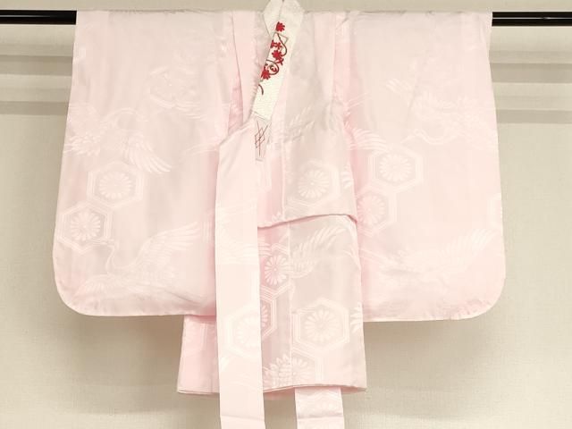 平和屋着物[]子供 女の子 長襦袢 袷 飛鶴花亀甲地紋 薄桜色 半衿刺繍 AABB5824ja