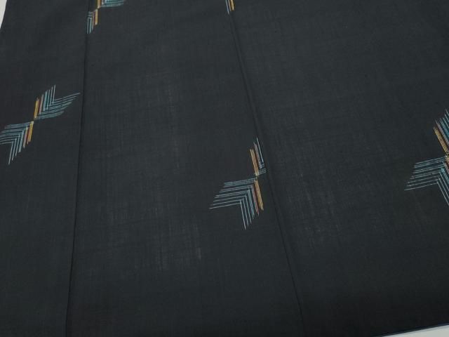 平和屋着物○本場越後栃尾紬 幾何学文様 証紙付き 正絹 逸品