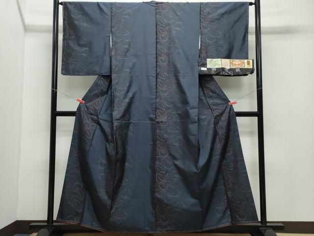 平和屋着物○本場大島紬 草木染 カトレア 証紙付き 正絹 逸品 未使用