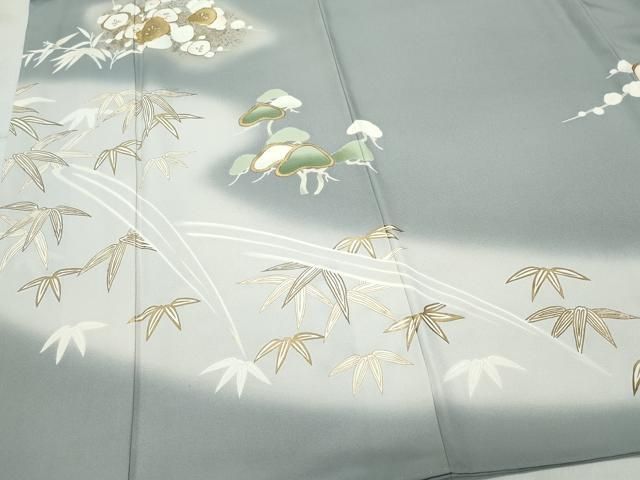 平和屋着物●豪華色留袖　作家物　駒刺繍　松竹梅　暈し染め　金彩　正絹　逸品　CAAZ8348vf 平和屋着物○豪華色留袖 作家物 駒刺繍 松竹梅 暈し染め 金彩 正絹