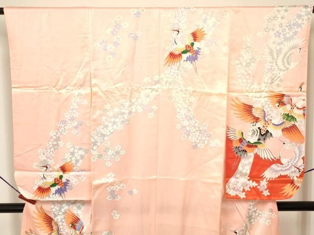 平和屋着物[]七五三 女の子 ７歳 祝着 四つ身 駒刺繍 群れ鶴花文 金彩 逸品 DAAY3262ma