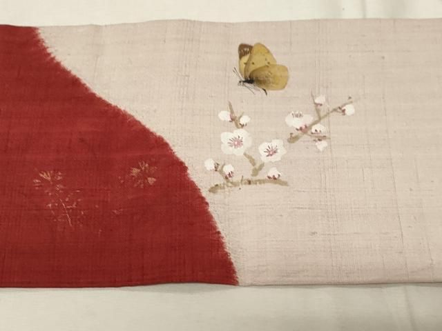 平和屋着物○九寸名古屋帯 作家物 手描き 髭紬 陶器花文