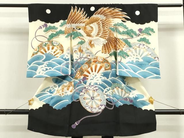 人気セール，100%新品 平和屋着物[]お宮参り　男の子　祝着　産着　初着　のしめ　駒刺繍　鷹　立波片輪車文　金彩　逸品　CAAZ6987ze 着物・着物ドレス