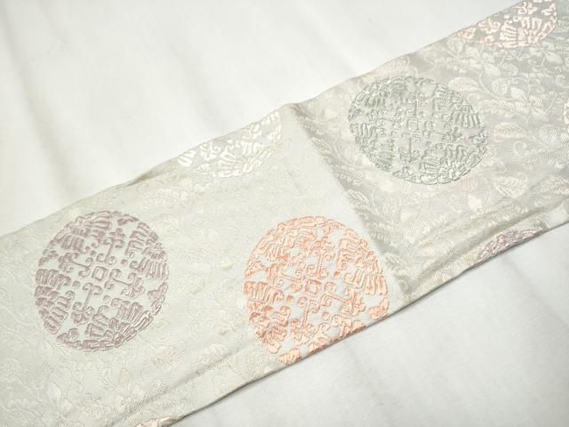 平和屋着物○つけ帯 紬地 葡萄蔦の葉文 正絹 逸品 CABA2164dy