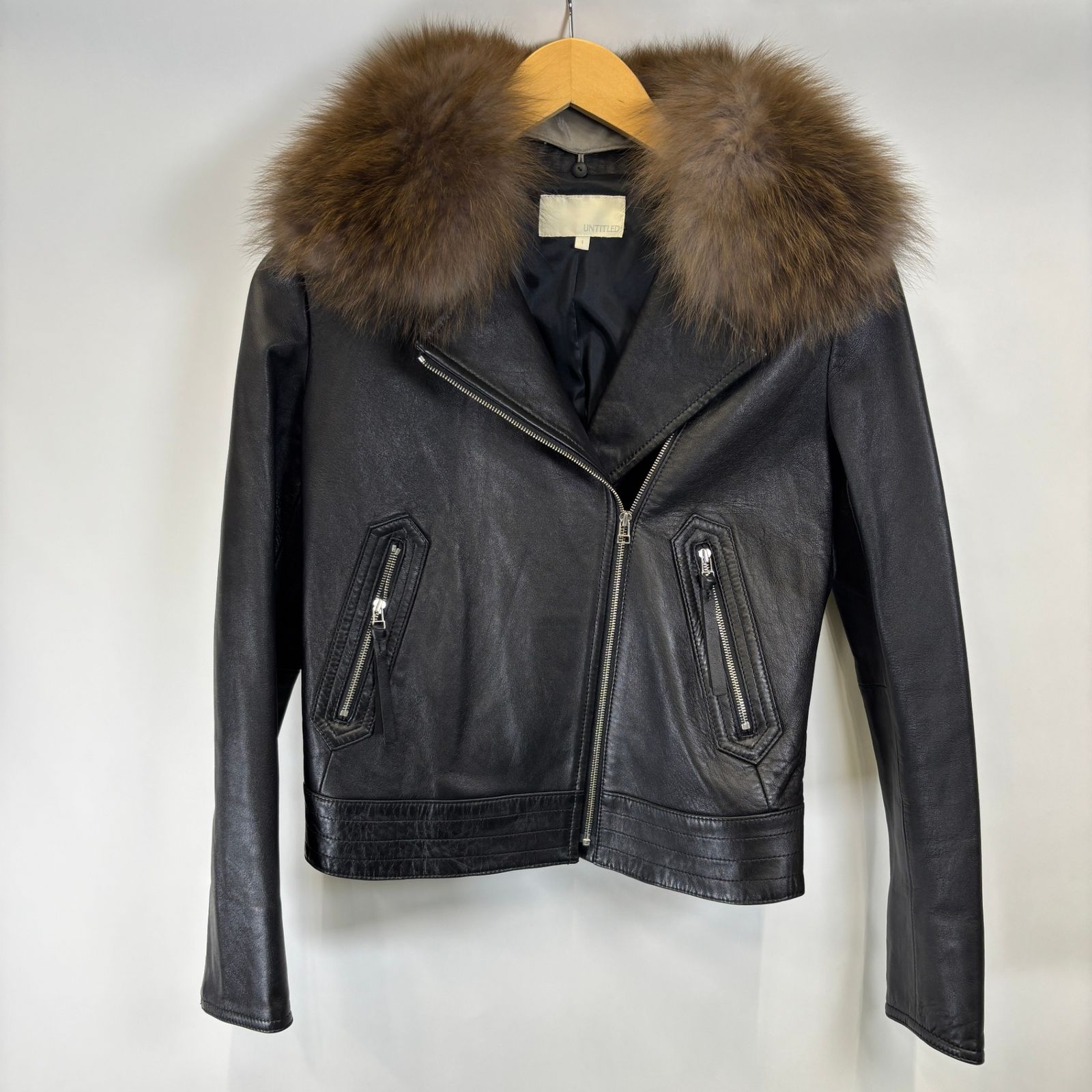 UNTITLED 黒 レザー ジャケット サイズ1 UNTITLED アンタイトル ファー付き ライダースジャケット レザー