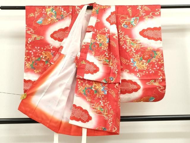 平和屋着物[]七五三 女の子 3歳 祝着 三つ身 流水鴛鴦扇面吉祥