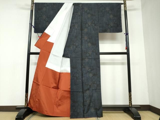 平和屋着物○本場大島紬 霞文 正絹 逸品 DAAW5608ud