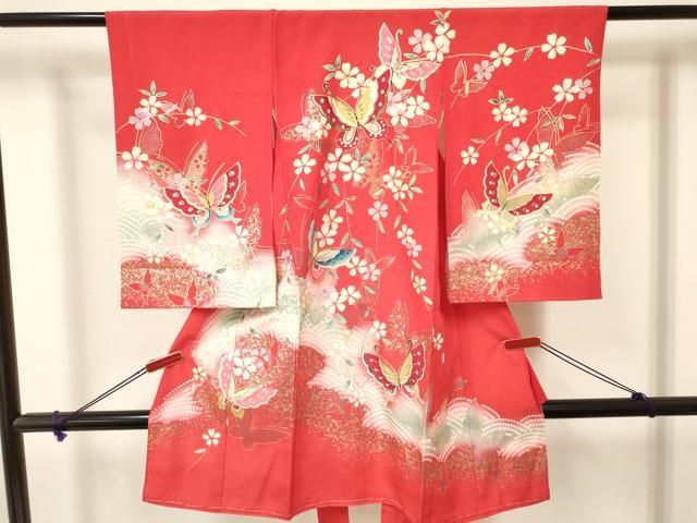 平和屋着物[]お宮参り 女の子 祝着 産着 初着 のしめ 花蝶文 暈し染め