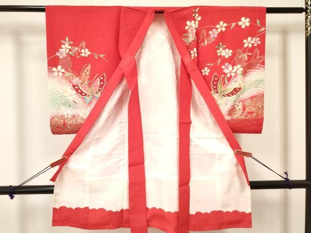 平和屋着物[]お宮参り 女の子 祝着 産着 初着 のしめ 花蝶文 暈し染め