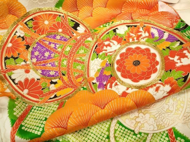 平和屋着物[]お宮参り　女の子　祝着　産着　初着　のしめ　駒刺繍　鼓花鳥松文　金彩　逸品　CAAZ6972ze