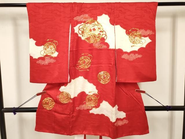 赤字超特価，爆買い 平和屋着物[]お宮参り　女の子　祝着　産着　初着　のしめ　駒刺繍　絞り　鞠花文　逸品　DAAY3230ma 着物・着物ドレス