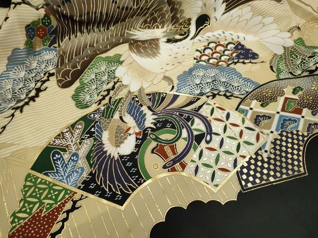 平和屋着物[]七五三 男の子 羽織 鷹 鳳凰吉祥松文 金彩 洗える着物