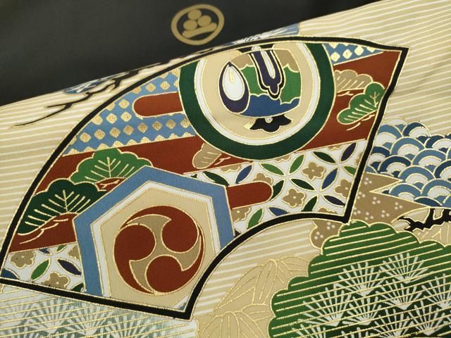 平和屋着物[]七五三 男の子 羽織 鷹 鳳凰吉祥松文 金彩 洗える着物