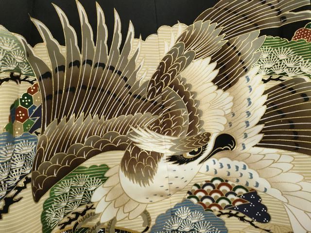 【新品未使用】七五三 着物 鷹のデザイン 95cm 平和屋着物[]七五三 男の子 羽織 鷹 鳳凰吉祥松文 金彩 洗える着物