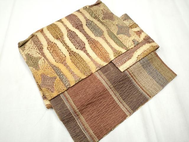 平和屋着物▽スリーシーズン　春夏秋　つけ帯　リボン織　立涌吉祥文　金糸　正絹　逸品　CABA1109hy 平和屋着物○スリーシーズン 春夏秋 つけ帯 リボン織 立涌吉祥