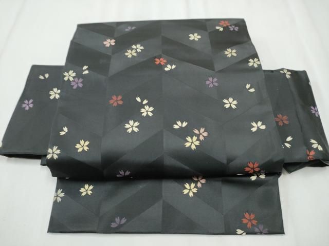 平和屋着物●つけ帯　舞桜文　黒地　CABA0966hy 平和屋着物○つけ帯 舞桜文 黒地 CABA0966hy
