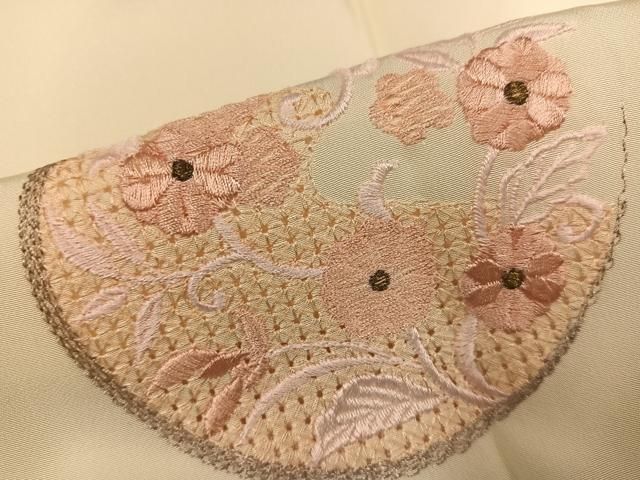 平和屋着物○長襦袢 袷 中国三大刺繍 汕頭刺繍 スワトウ刺繍 草花丸文