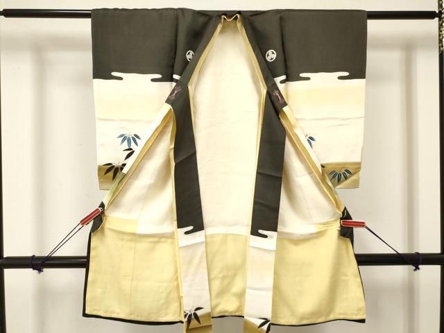 平和屋着物 お宮参り 男の子 祝着 産着 初着 のしめ 刺繍 虎 寅 笹文 暈し染め 金銀彩 ma