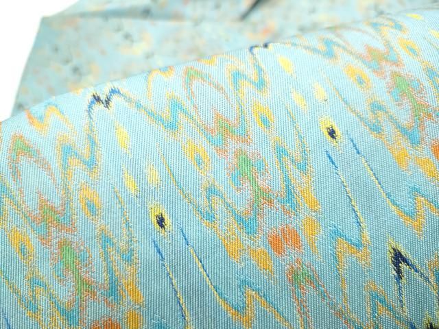 平和屋着物○龍村美術織物 全通柄 九寸名古屋帯 獅噛太子 正絹 逸品