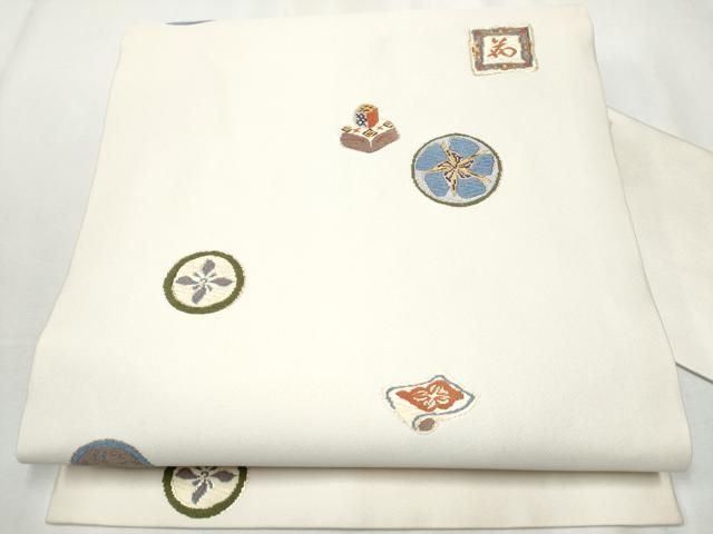 平和屋着物○九寸開き名古屋帯 草花文 金糸 正絹 逸品 CABA0866hy 平和