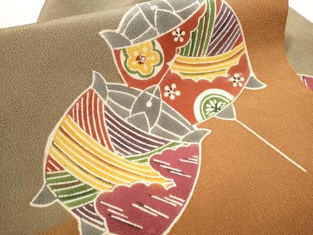 平和屋着物○九寸名古屋帯 型染め 糸巻き 鬼しぼ縮緬 正絹 逸品