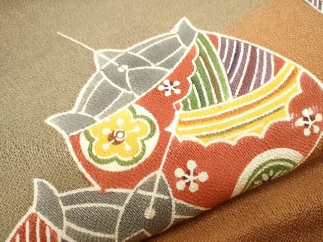 平和屋着物○九寸名古屋帯 型染め 糸巻き 鬼しぼ縮緬 正絹 逸品