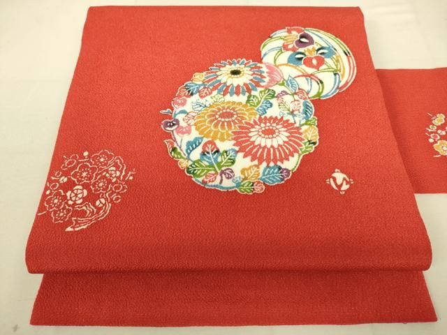 平和屋着物●つけ帯　紬地　花唐草文　正絹　逸品　DAAZ0248ps 平和屋着物○つけ帯 紬地 花唐草文 正絹 逸品 DAAZ0248ps 平和屋