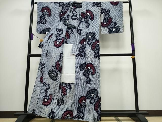 平和屋着物∴夏物 浴衣 有松鳴海絞り 立波菊文 綿 逸品 CABA0469ng