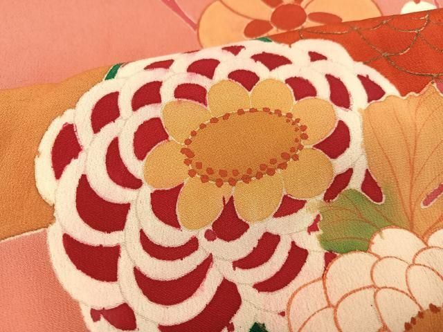 平和屋着物○アンティーク 大正ロマン 振袖 駒刺繍 正絹 逸品