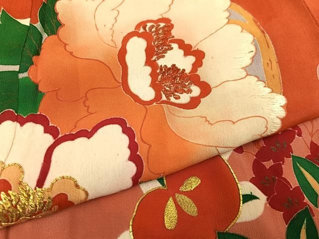 平和屋着物●アンティーク　大正ロマン　振袖　駒刺繍　正絹　逸品　AABC9716ph 平和屋着物○アンティーク 大正ロマン 振袖 駒刺繍 正絹 逸品