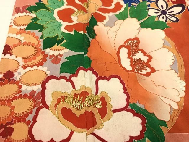 平和屋着物○アンティーク 大正ロマン 振袖 駒刺繍 正絹 逸品